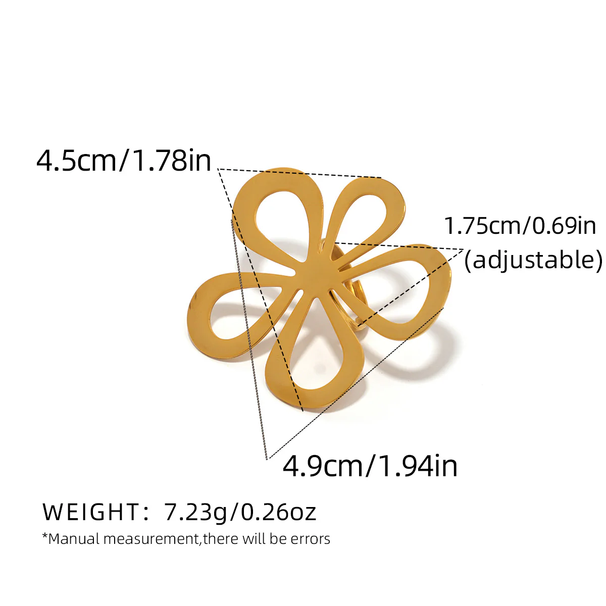 Hollow Flower Stainless Steel Ring - Image 2