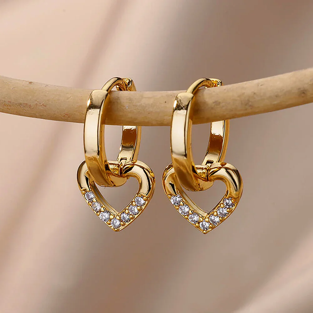 Hollow Heart Dangle Drop Earrings - Image 4