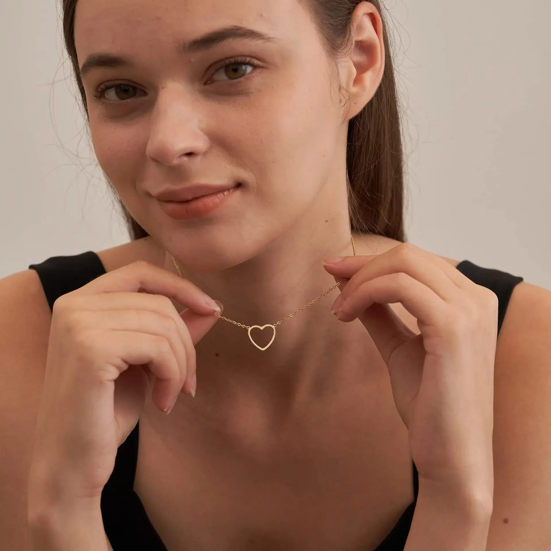 Hollow Love Heart Necklace - Image 2