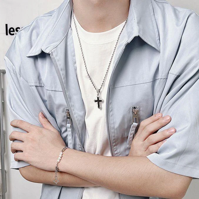 Iced Black Cross Necklace - Image 7