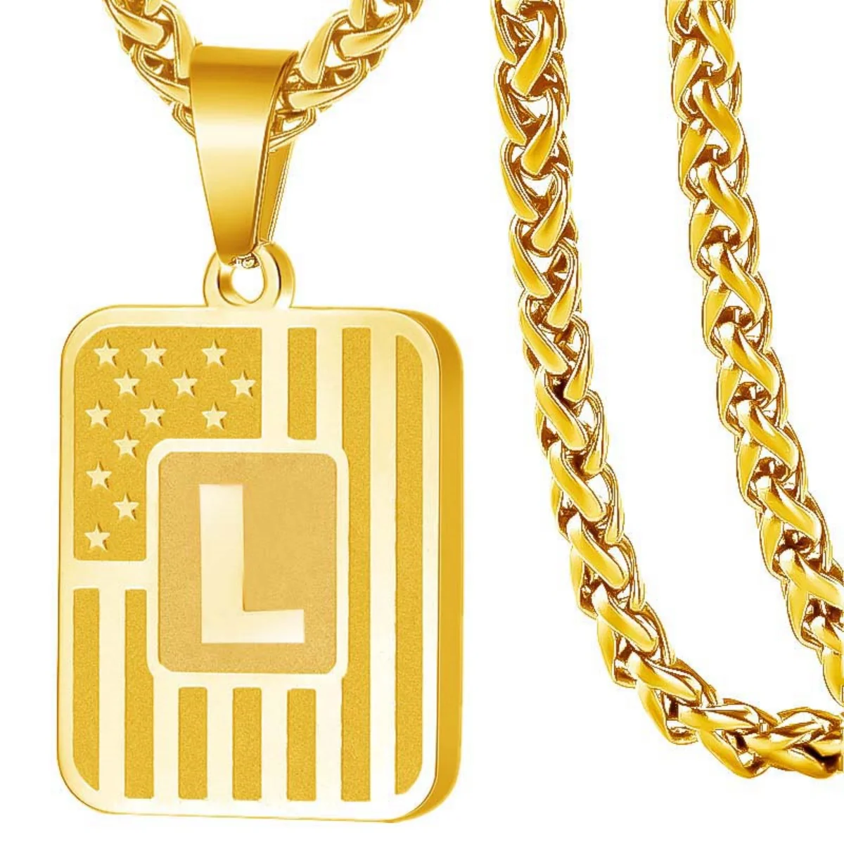 Initial Block Pendant Necklace - Image 13