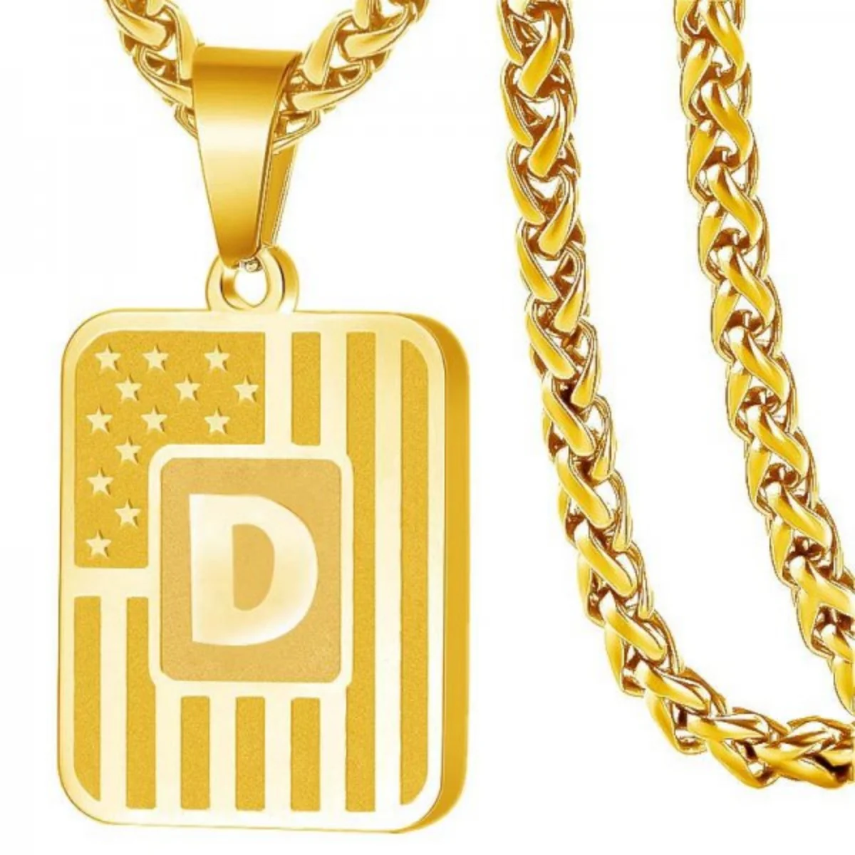 Initial Block Pendant Necklace - Image 5