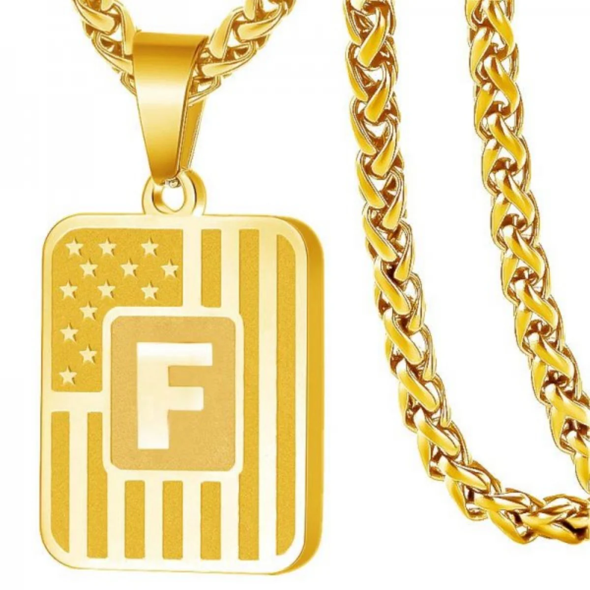 Initial Block Pendant Necklace - Image 7