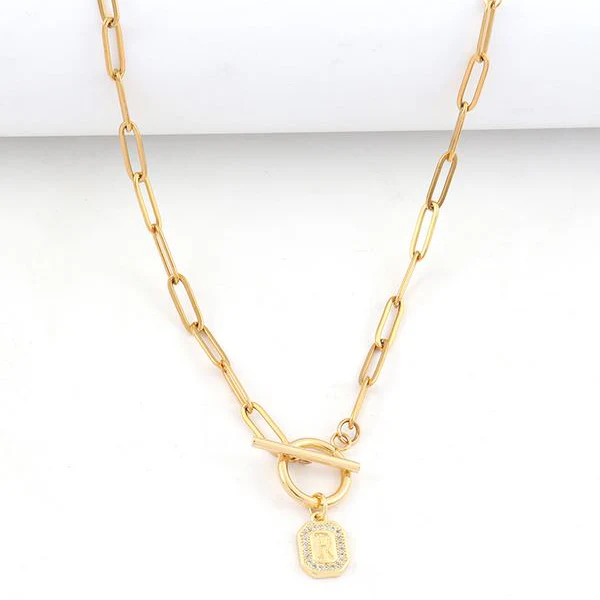 Initial Block Toggle Necklace - Image 2