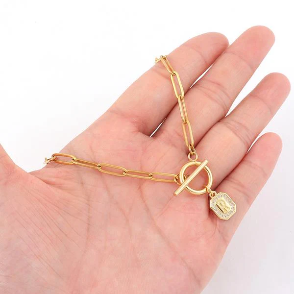 Initial Block Toggle Necklace - Image 3