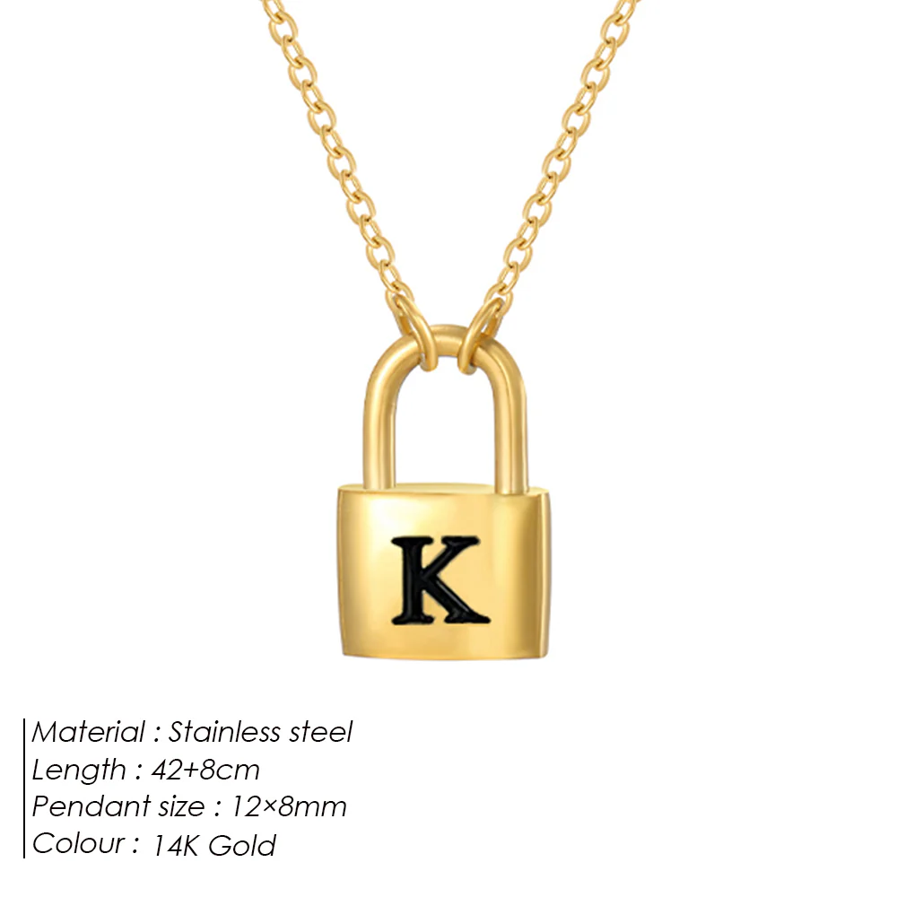Initial Padlock Pendant Necklace - Image 11