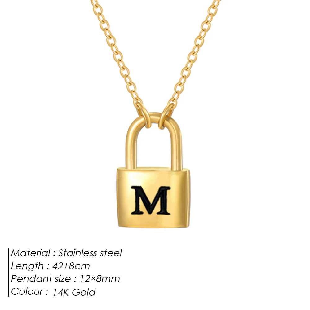 Initial Padlock Pendant Necklace - Image 13
