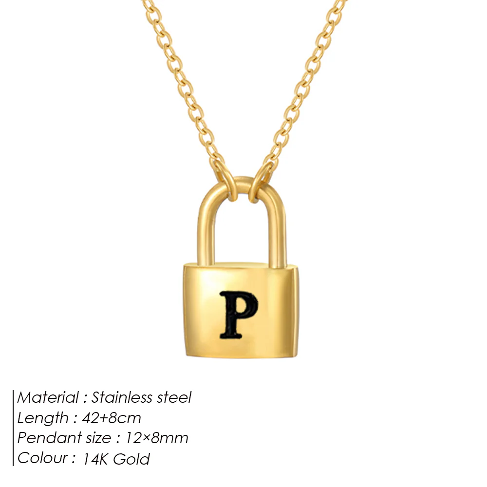 Initial Padlock Pendant Necklace - Image 16
