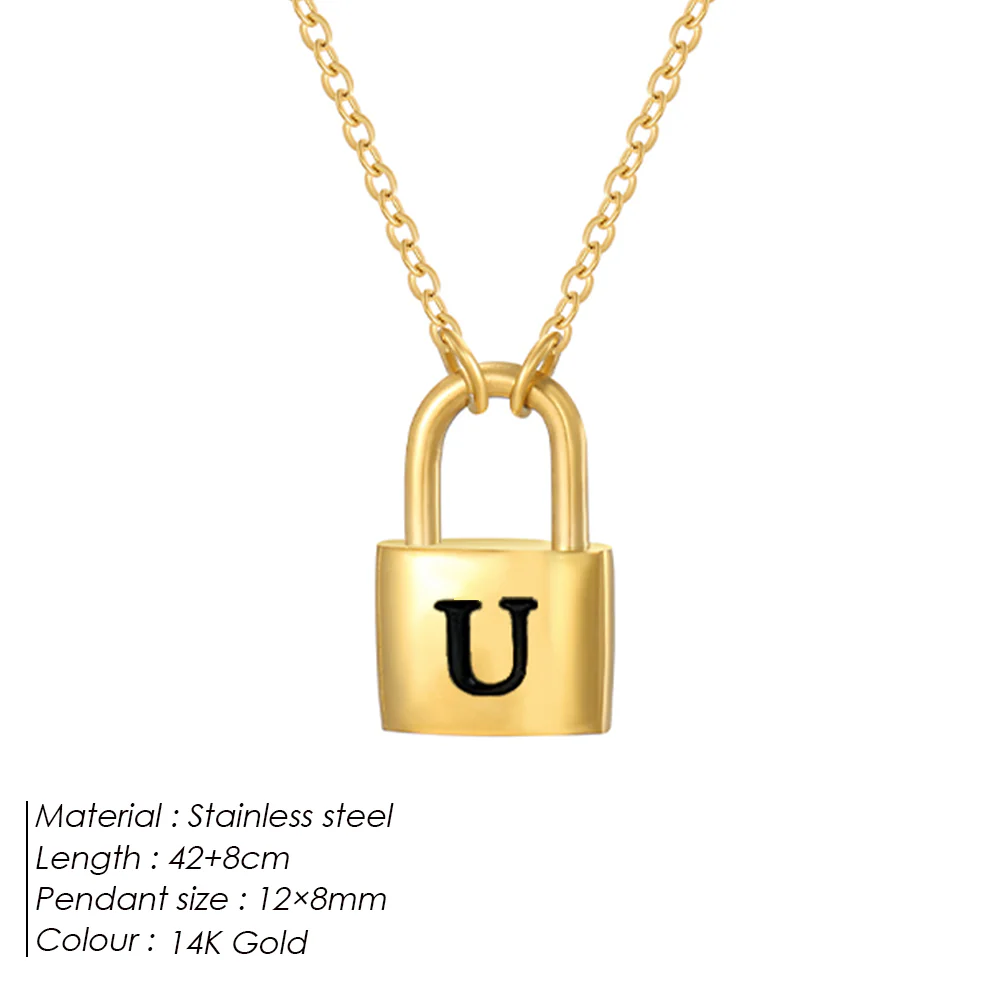 Initial Padlock Pendant Necklace - Image 21