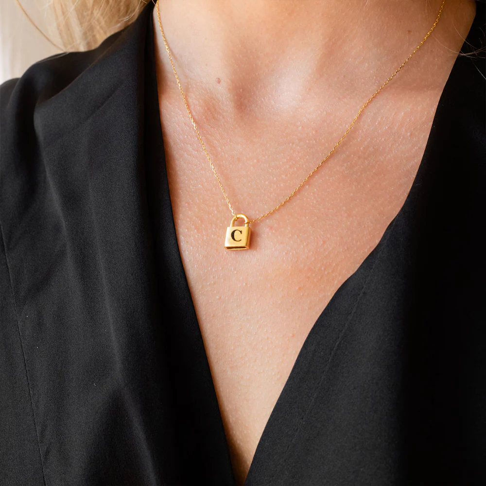 Initial Padlock Pendant Necklace - Image 28