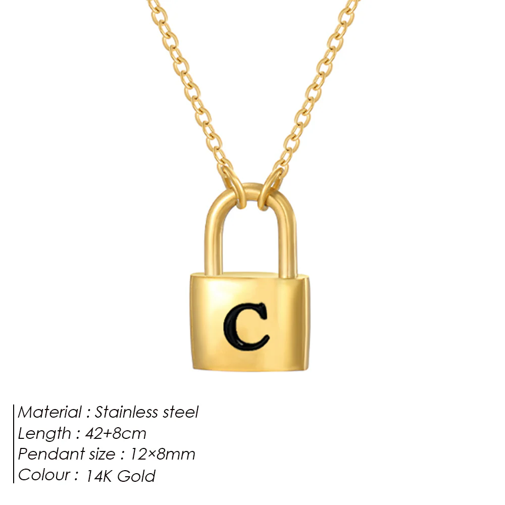 Initial Padlock Pendant Necklace - Image 3