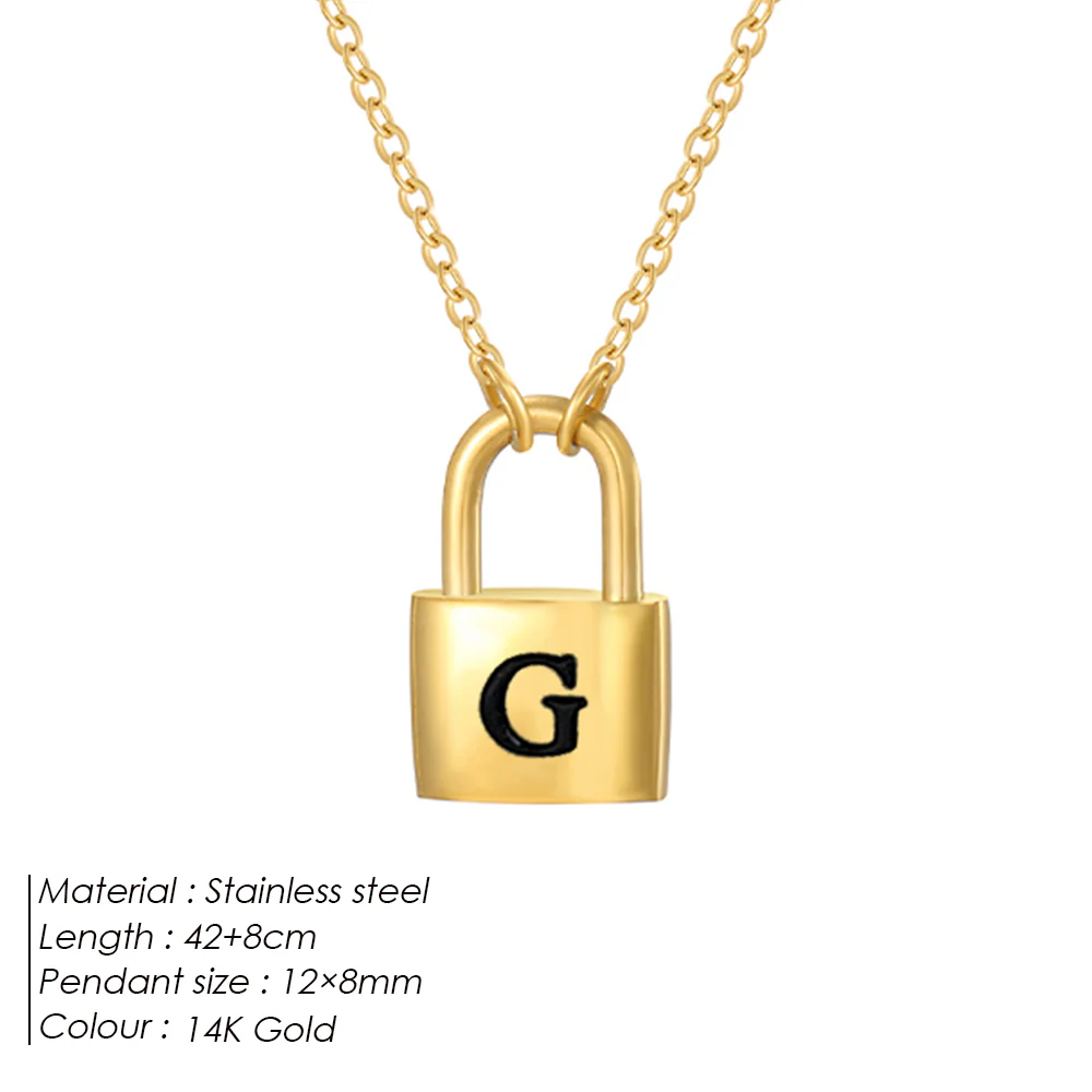 Initial Padlock Pendant Necklace - Image 7