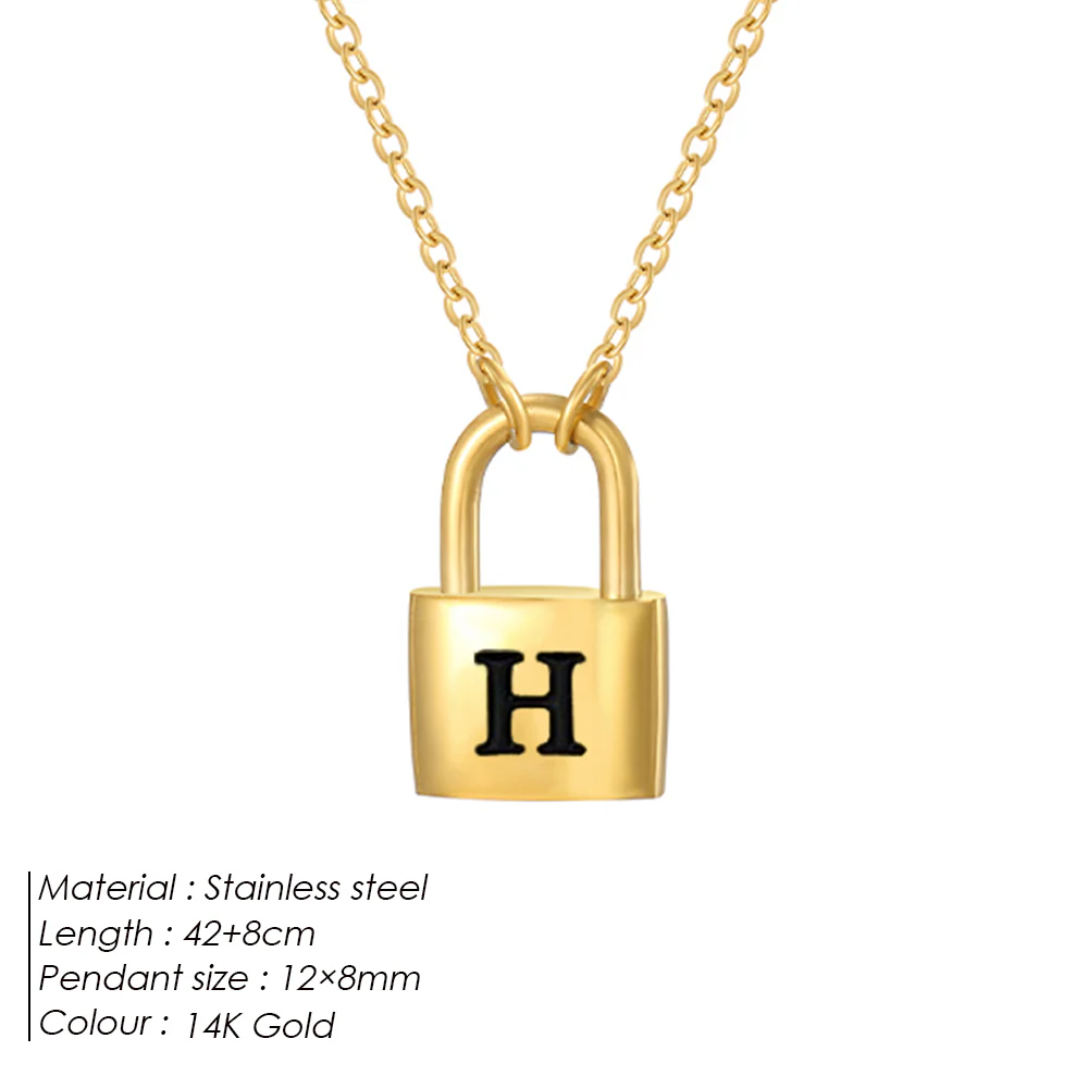 Initial Padlock Pendant Necklace - Image 8