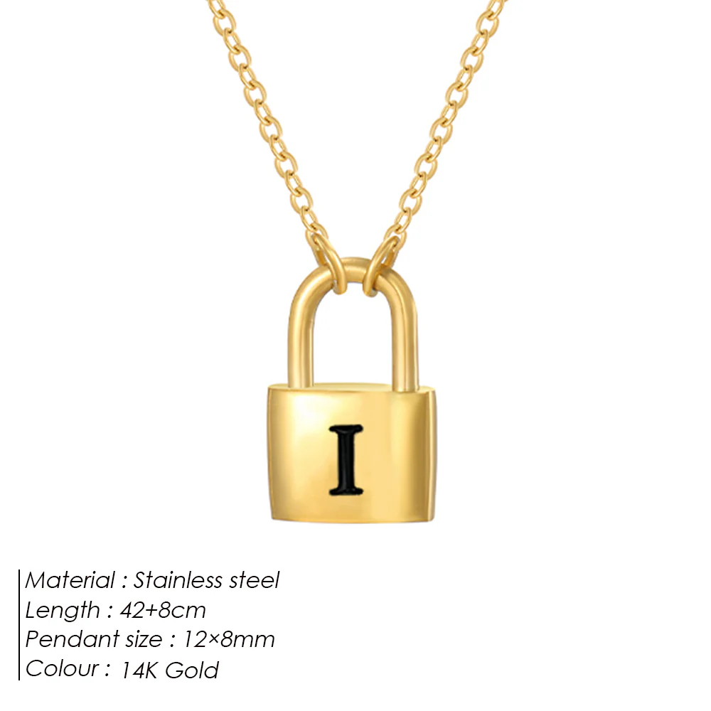 Initial Padlock Pendant Necklace - Image 9