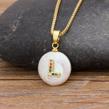 Initial Pearl Pendant Necklace - Image 4
