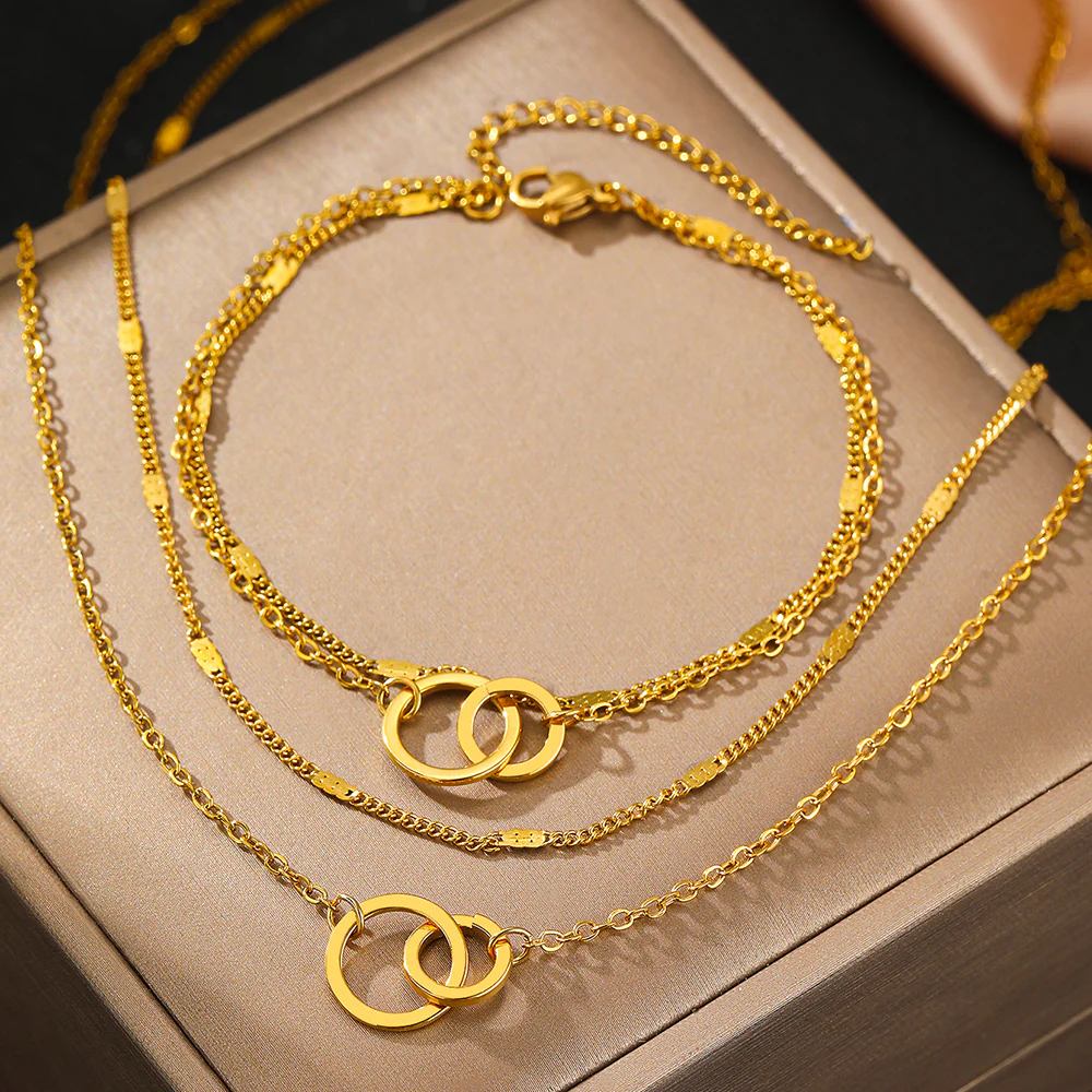 Interlocking Circle Necklace & Bracelet Set - Image 4
