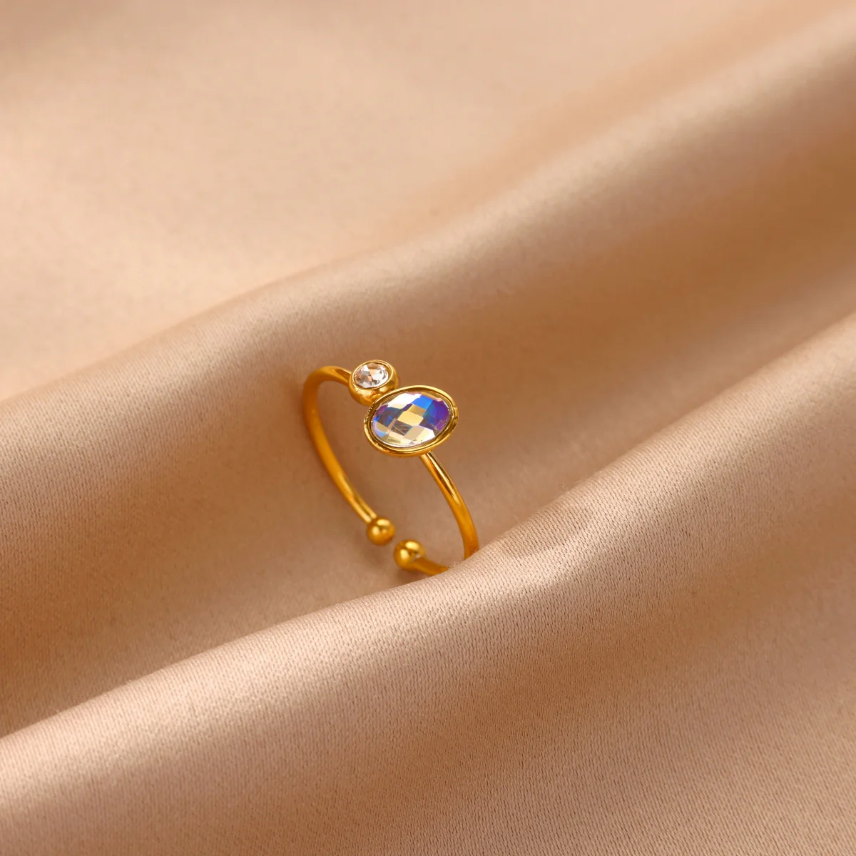 Iridescent Duo Stone Ring - Image 2