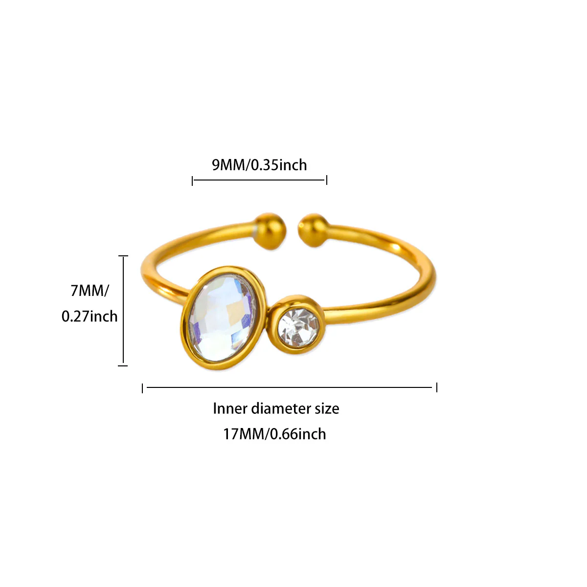 Iridescent Duo Stone Ring - Image 3