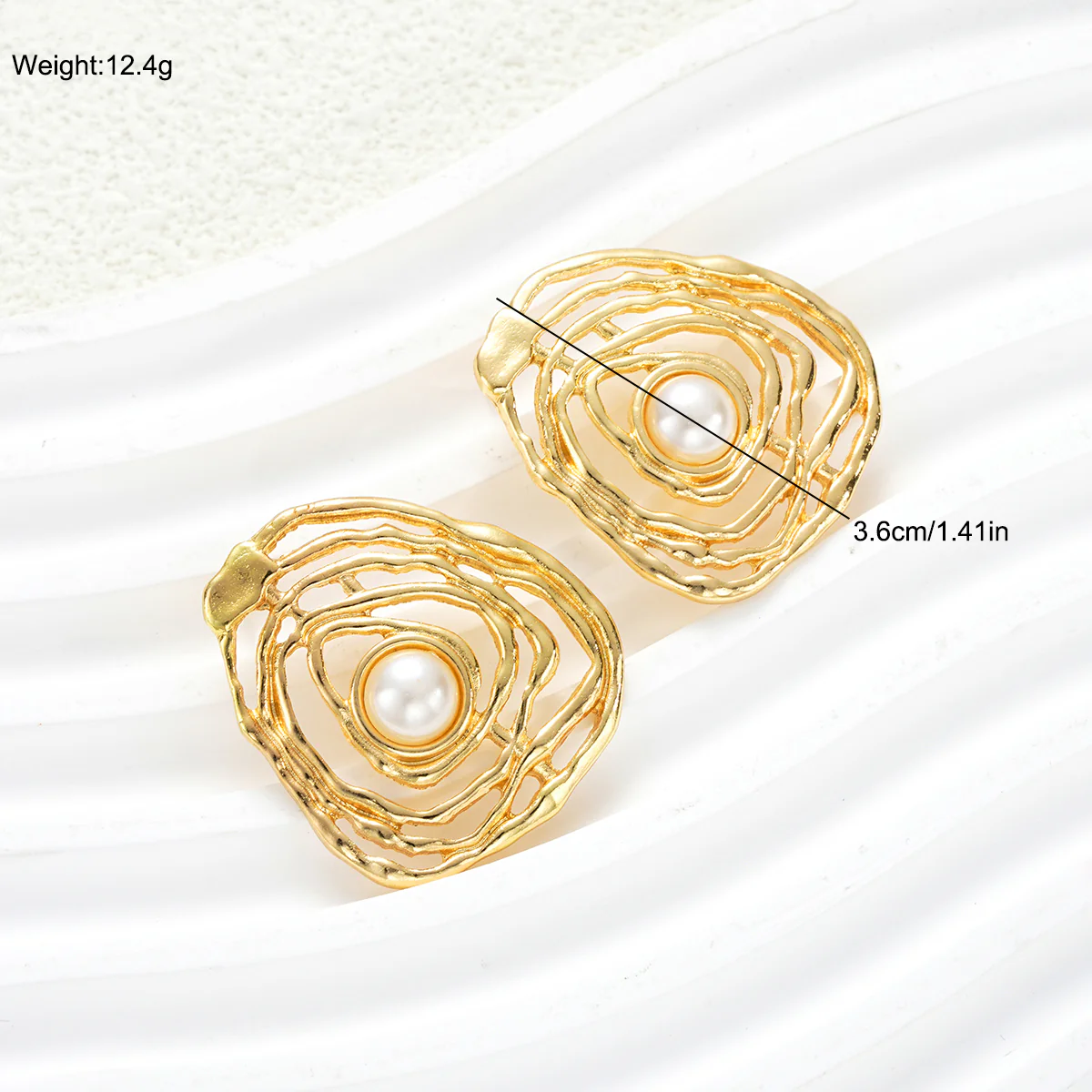 Irregular Pearl Frame Drop Earrings - Image 2
