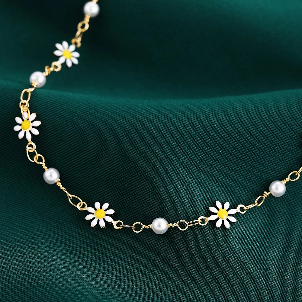 Layered Daisy Flower Anklet Set - Image 3