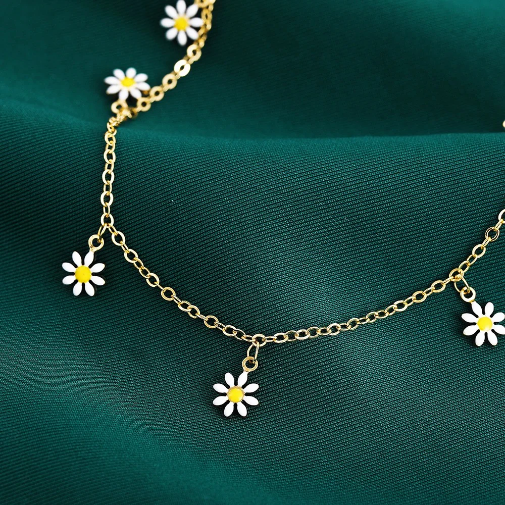 Layered Daisy Flower Anklet Set - Image 5
