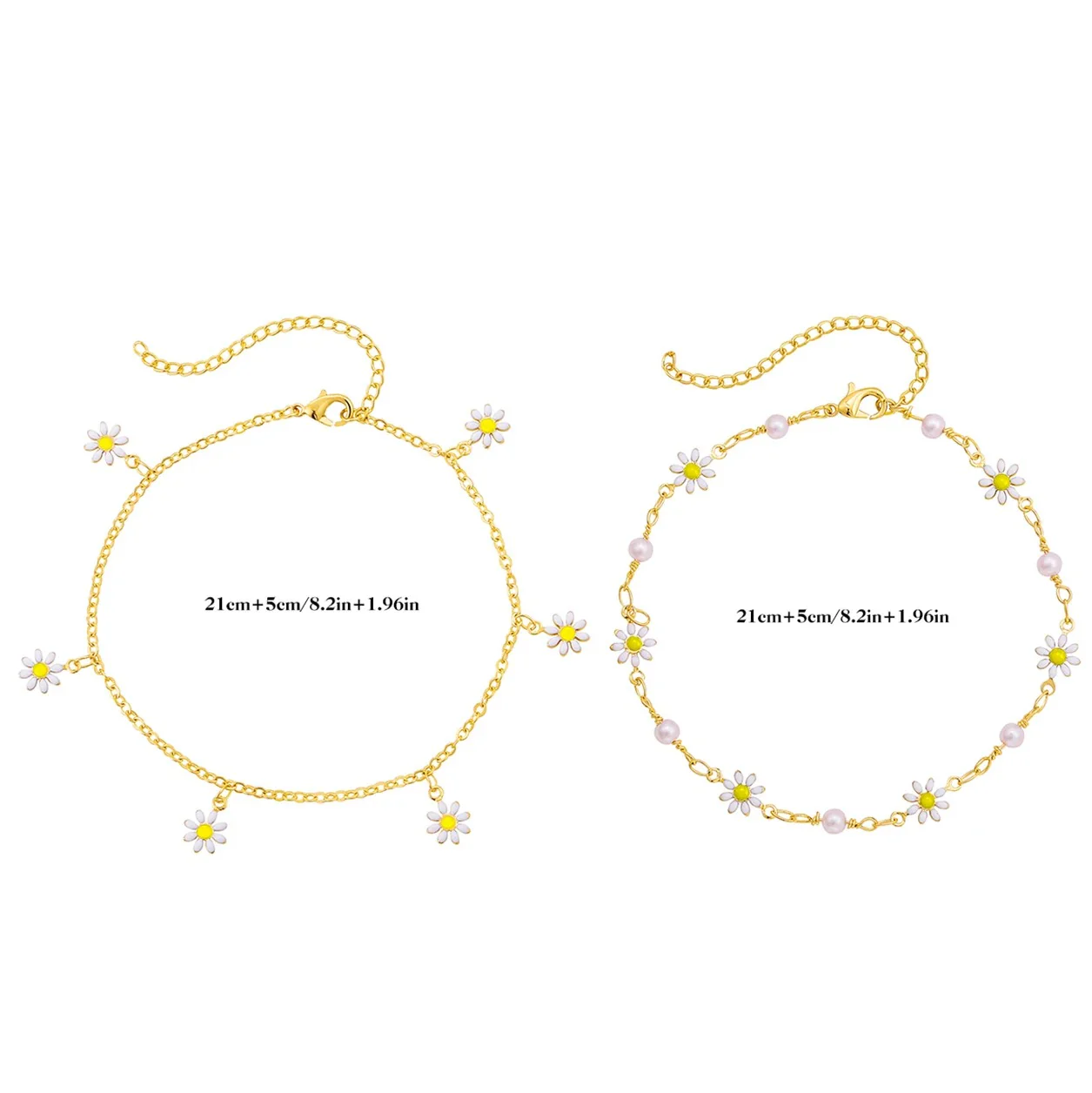 Layered Daisy Flower Anklet Set - Image 6