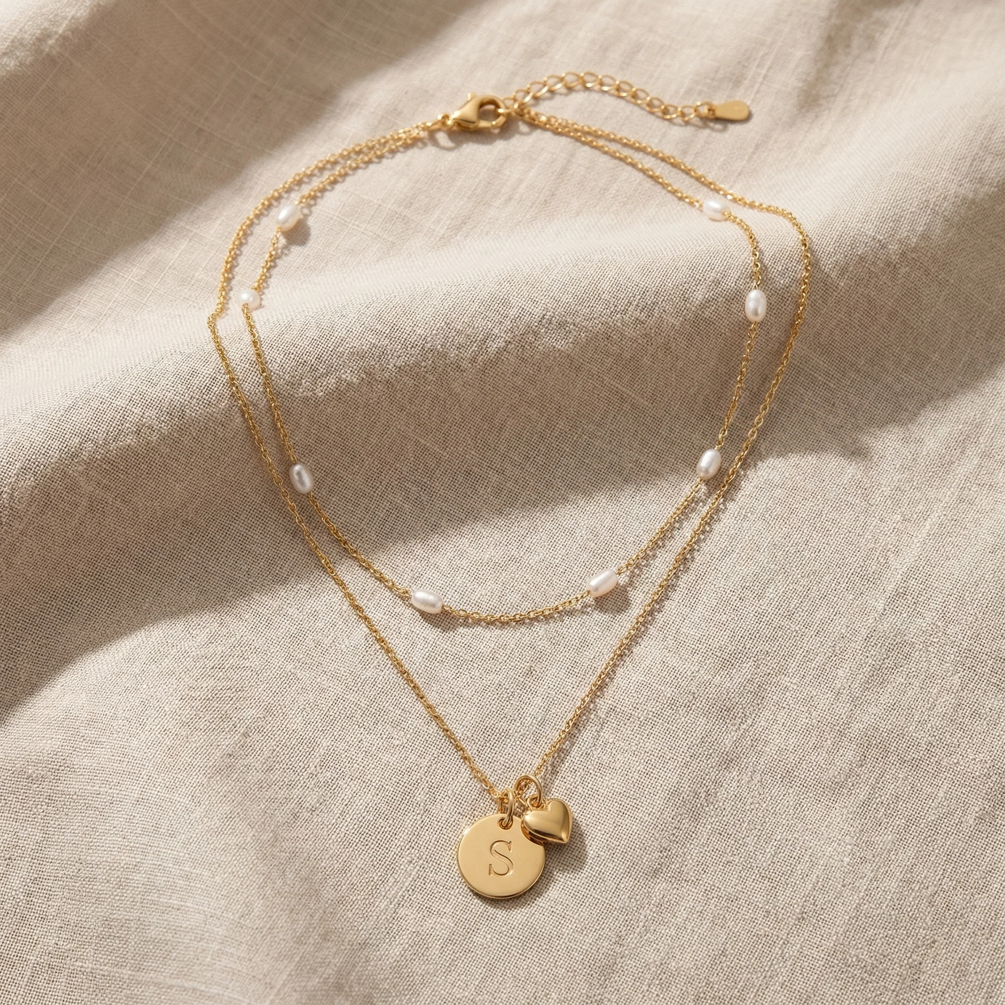 Layered Initial Heart Necklace - Image 2