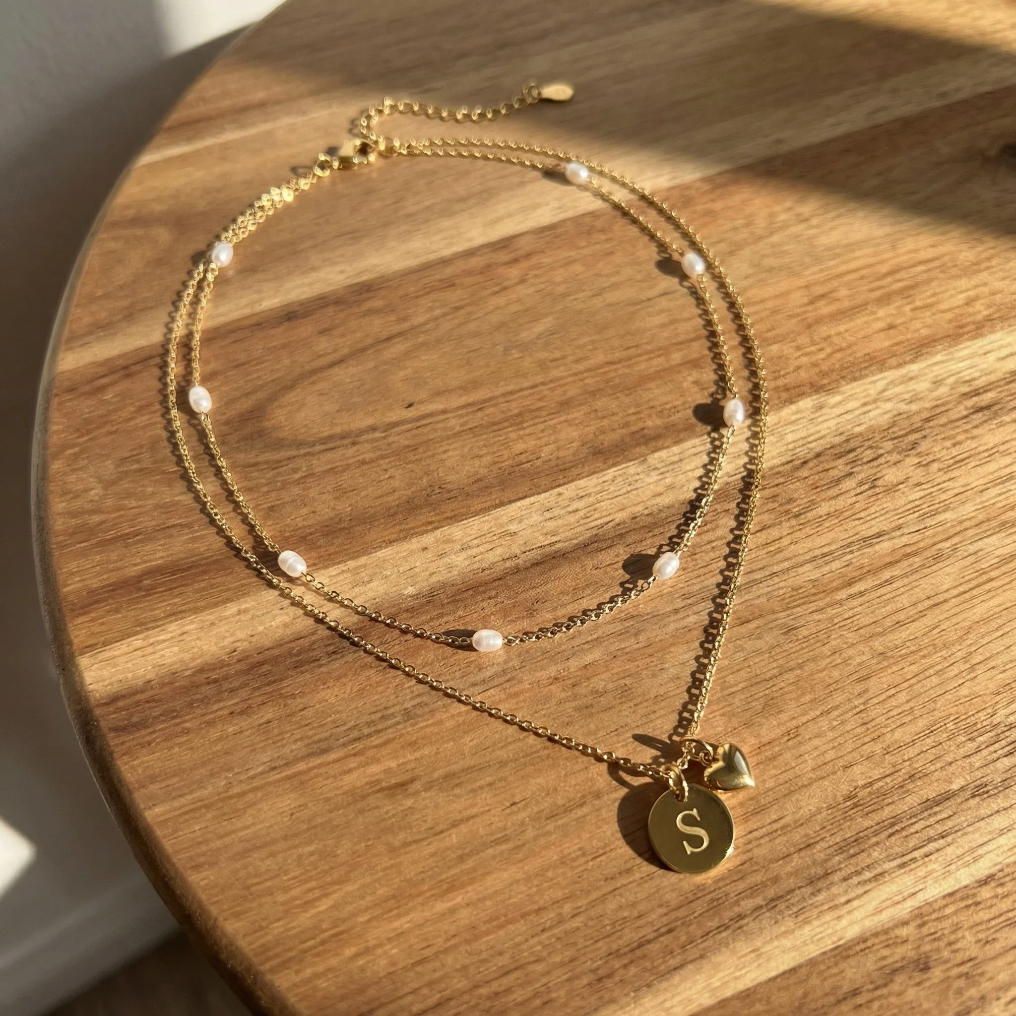 Layered Initial Heart Necklace - Image 4