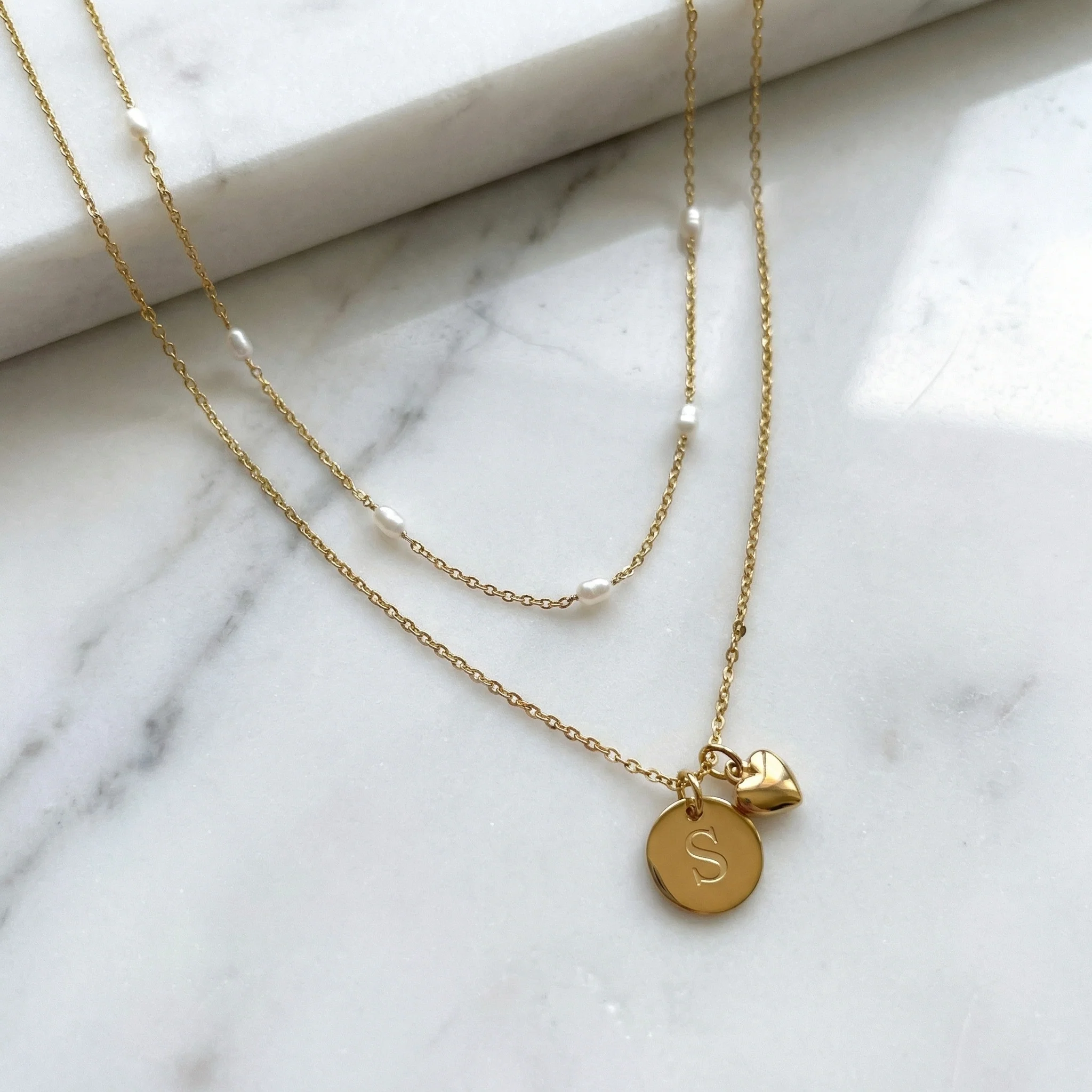 Layered Initial Heart Necklace - Image 6