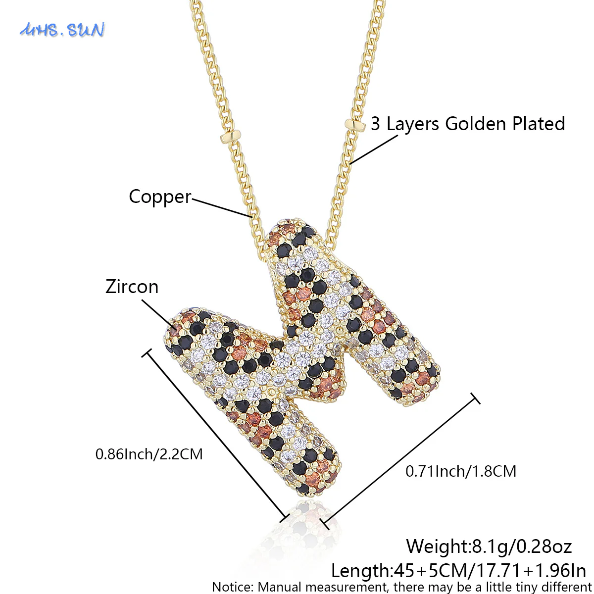 Leopard Print Bling Initial Pendant Necklace - Image 15
