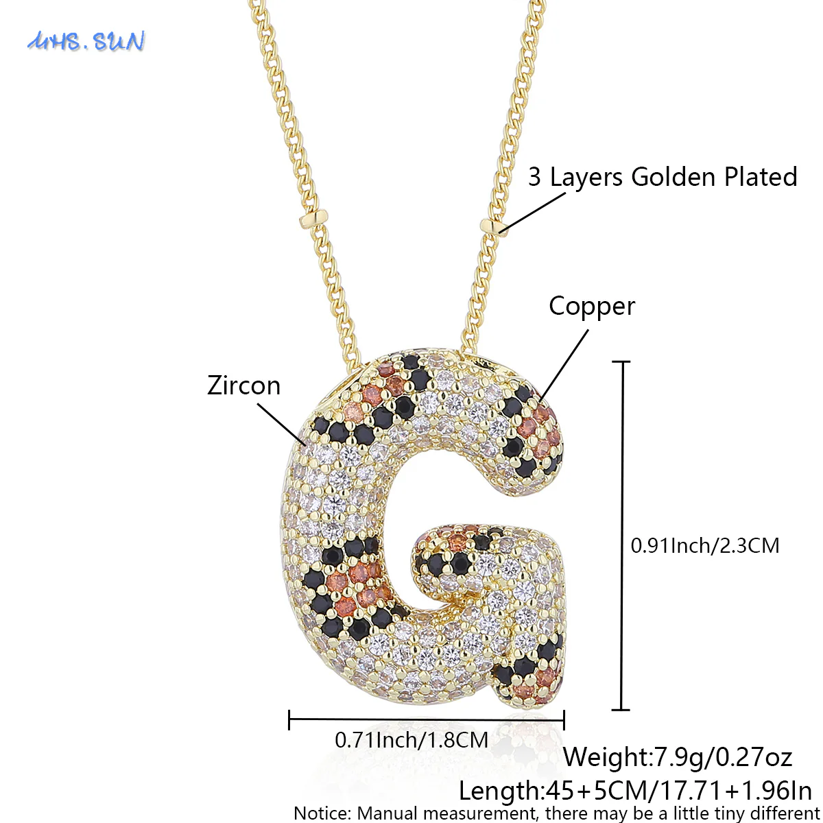 Leopard Print Bling Initial Pendant Necklace - Image 21