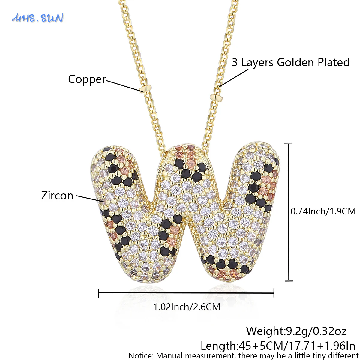Leopard Print Bling Initial Pendant Necklace - Image 5