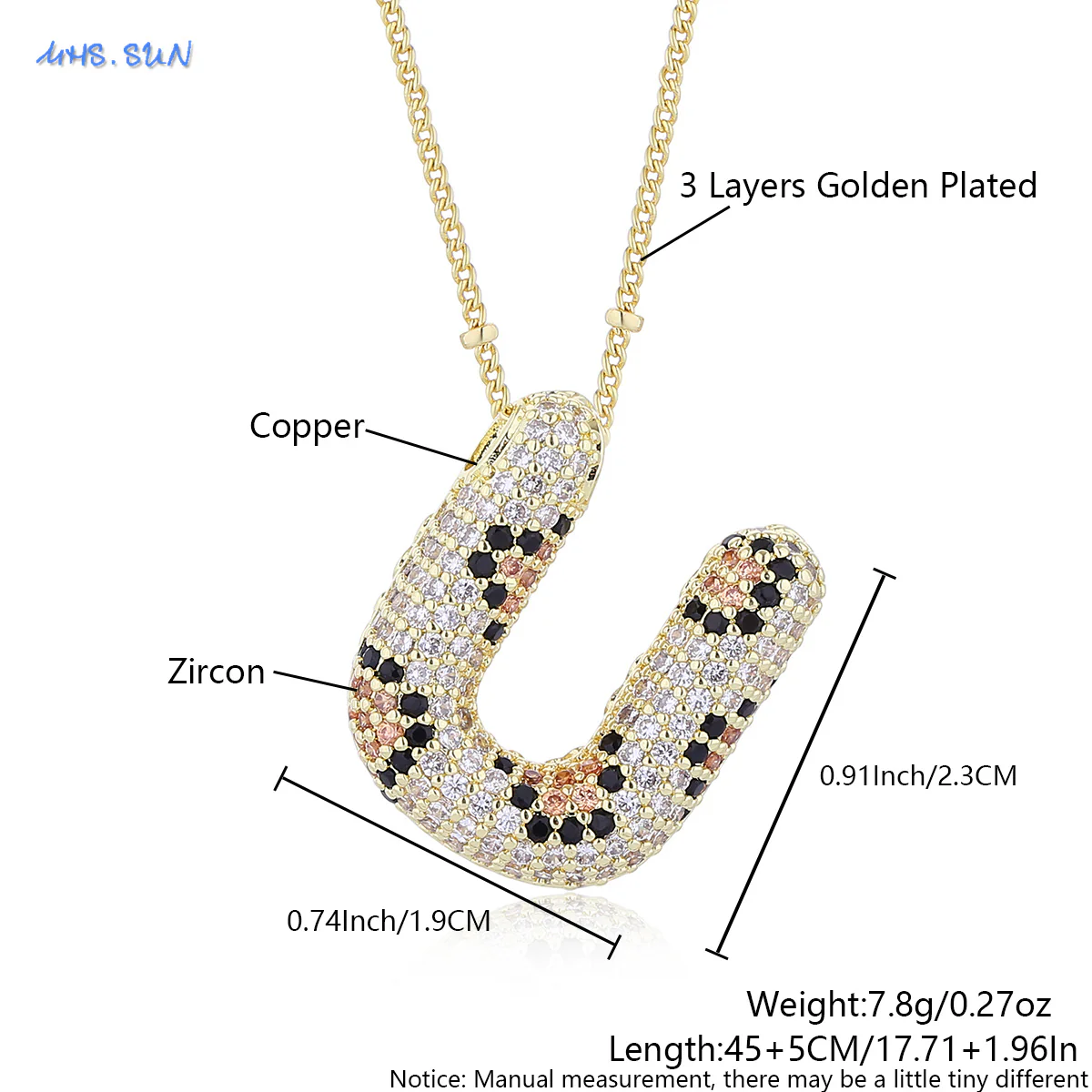 Leopard Print Bling Initial Pendant Necklace - Image 7
