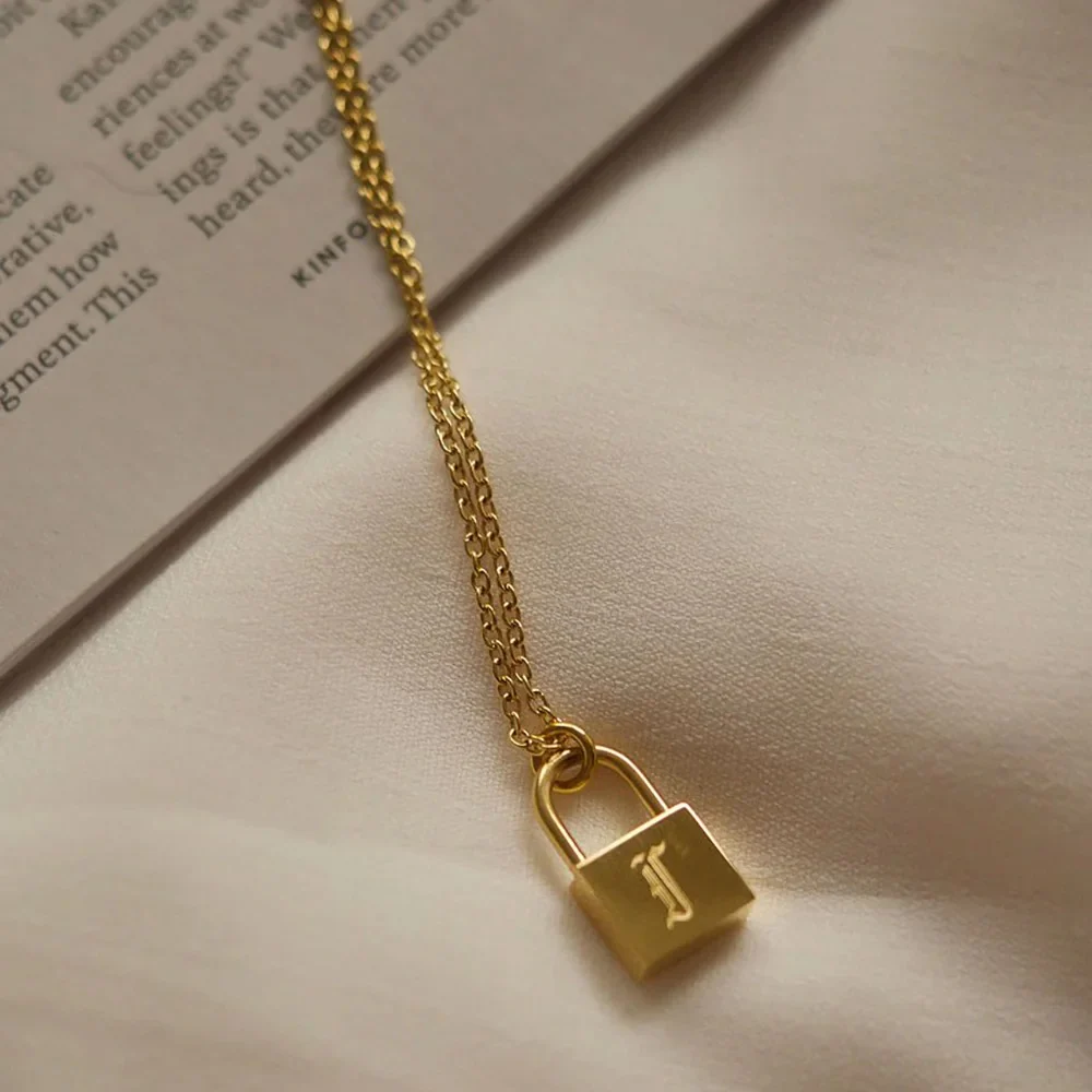 Lock Letter Initial Necklace - Image 4