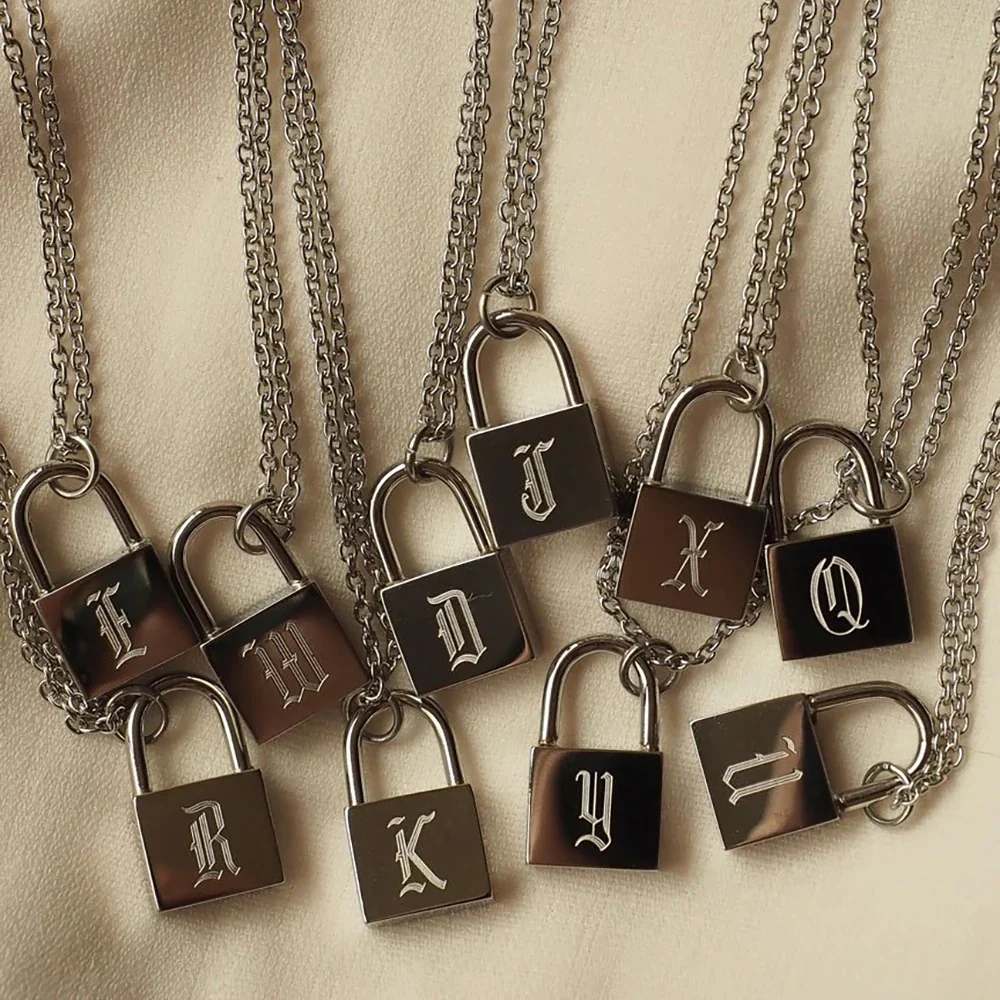 Lock Letter Initial Necklace - Image 6