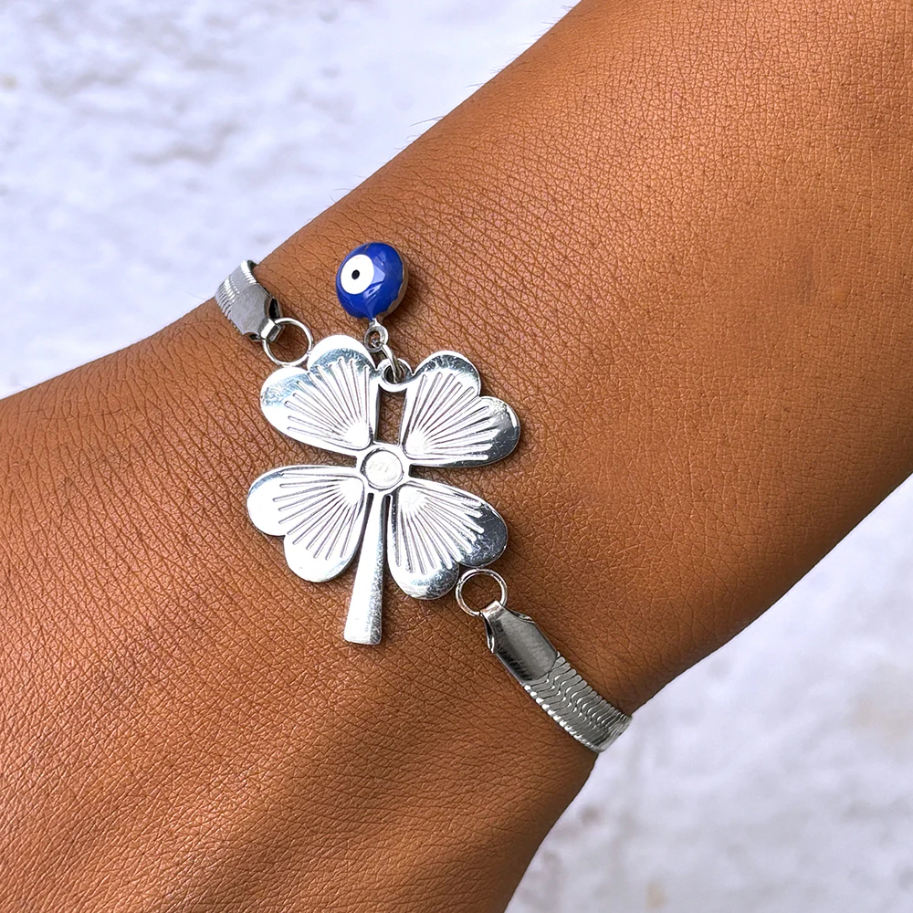 Lucky Clover Evil Eye Bracelet - Image 4