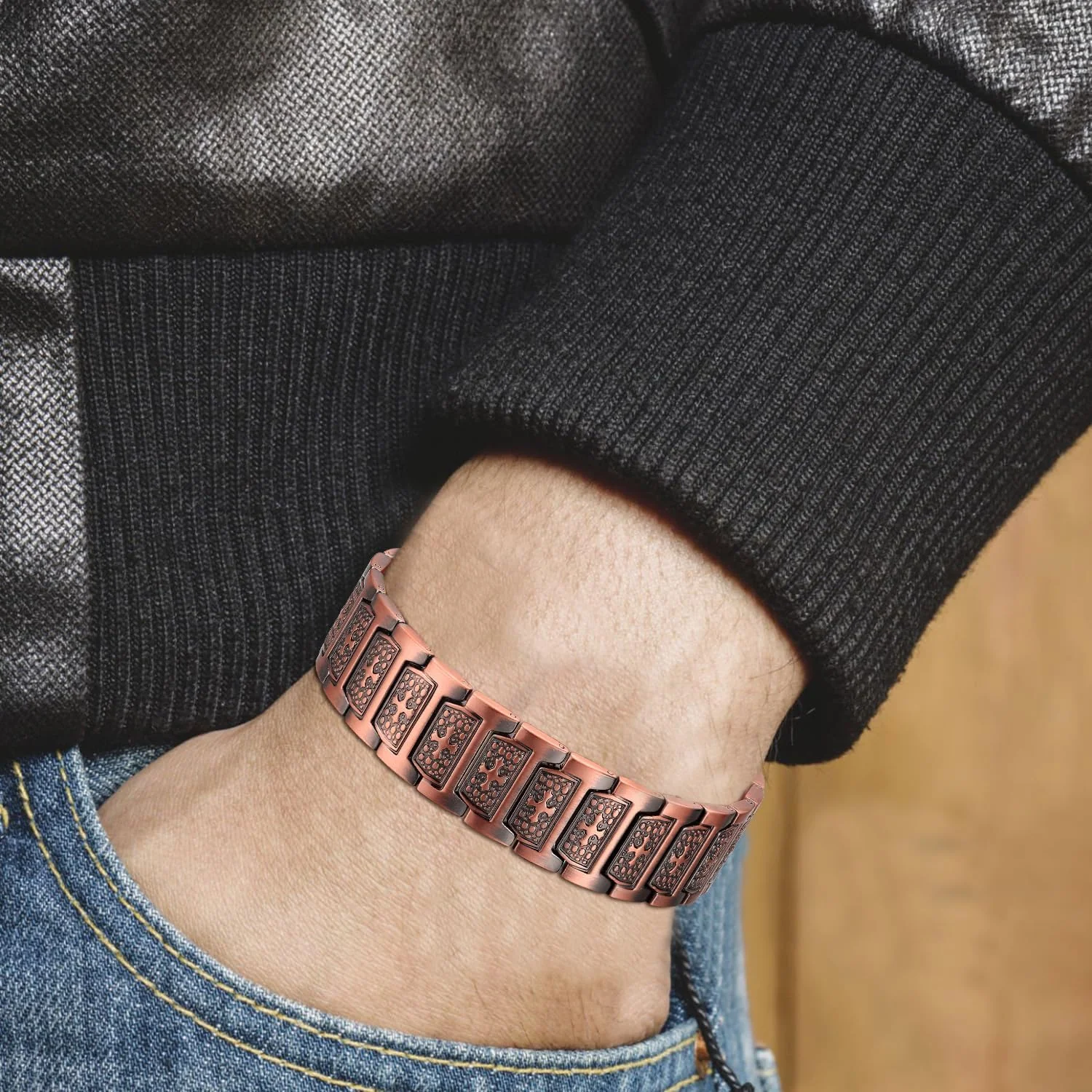 Cross Emblem Magnetic Copper Bracelet - Image 3