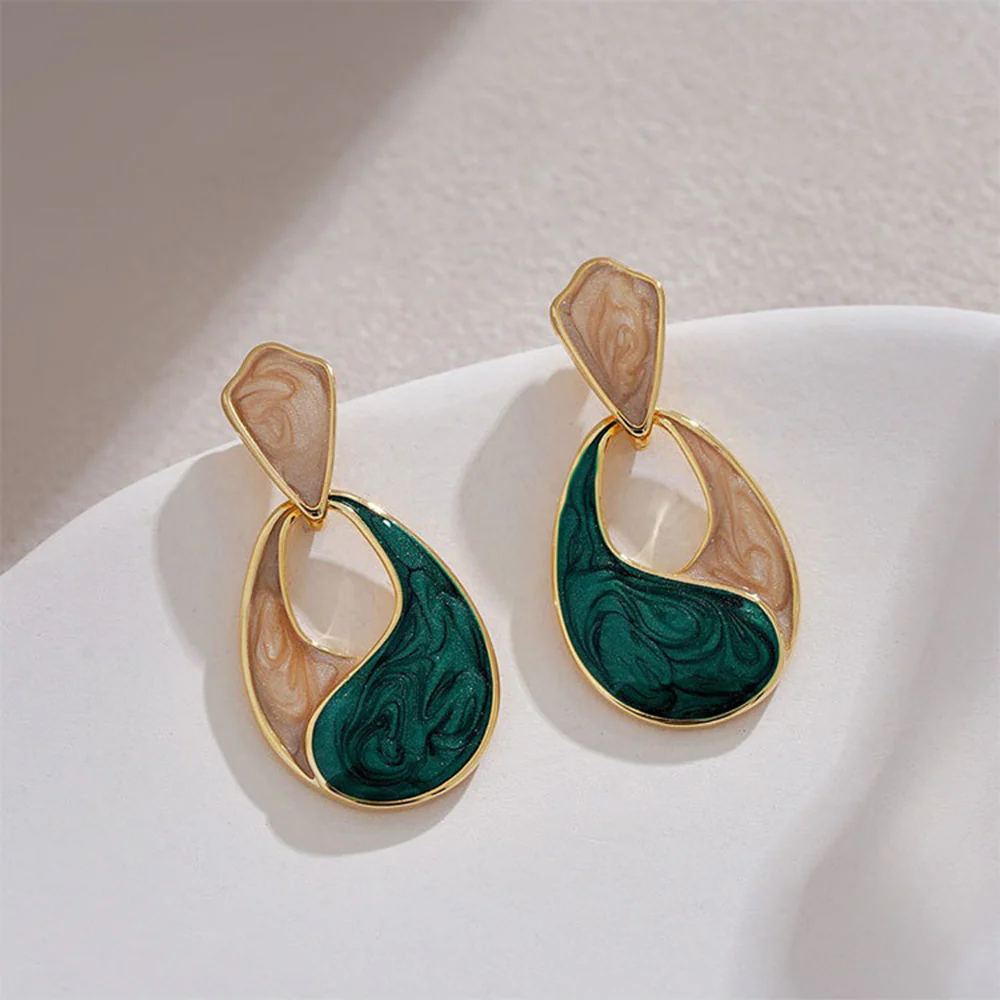 Marbled Teardrop Stud Earrings - Image 2