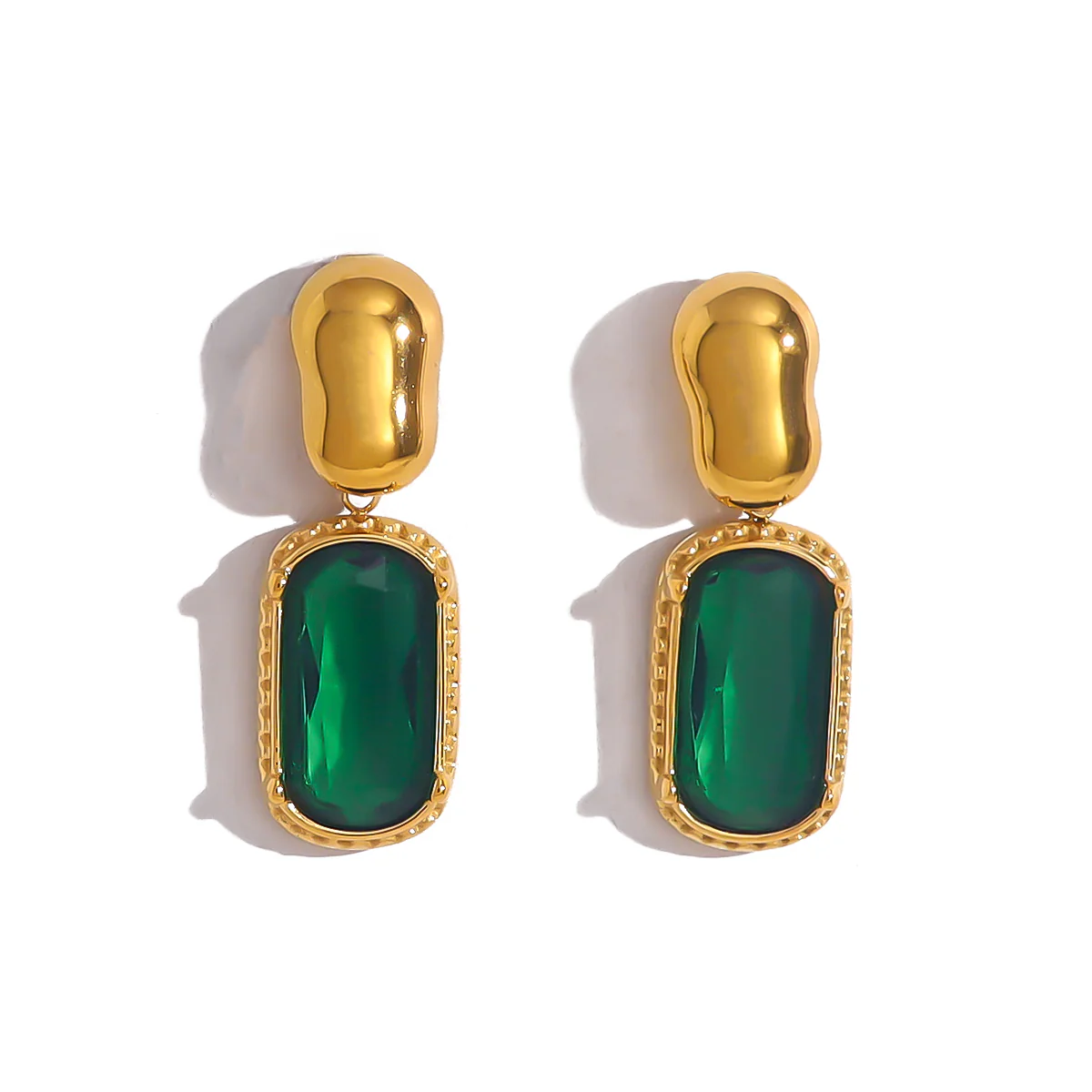 Matte Blush Gem Drop Earrings - Image 2