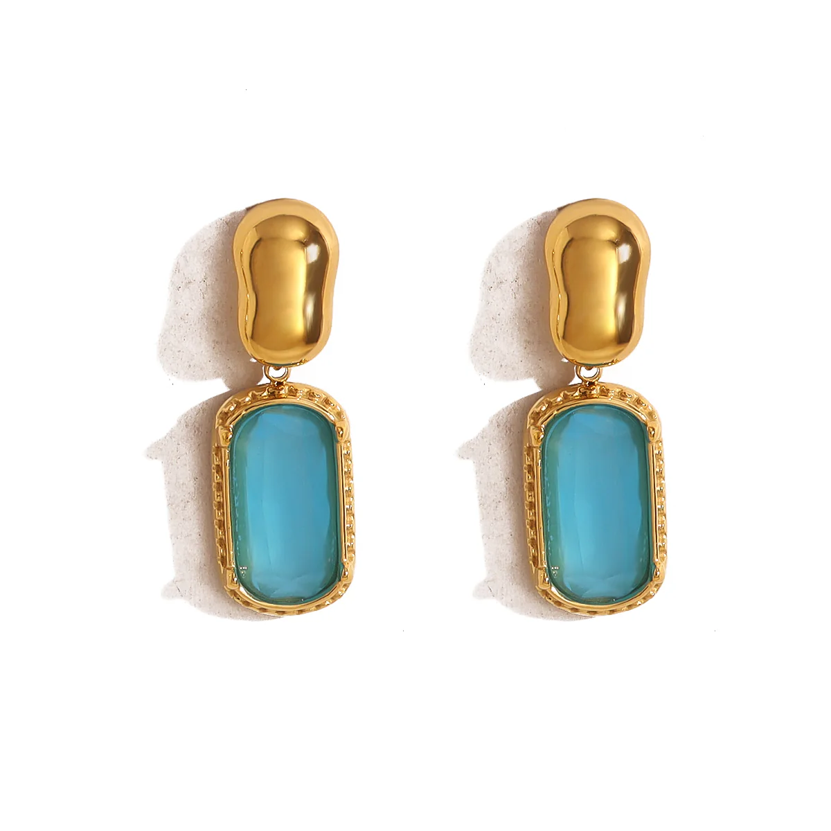 Matte Blush Gem Drop Earrings - Image 3