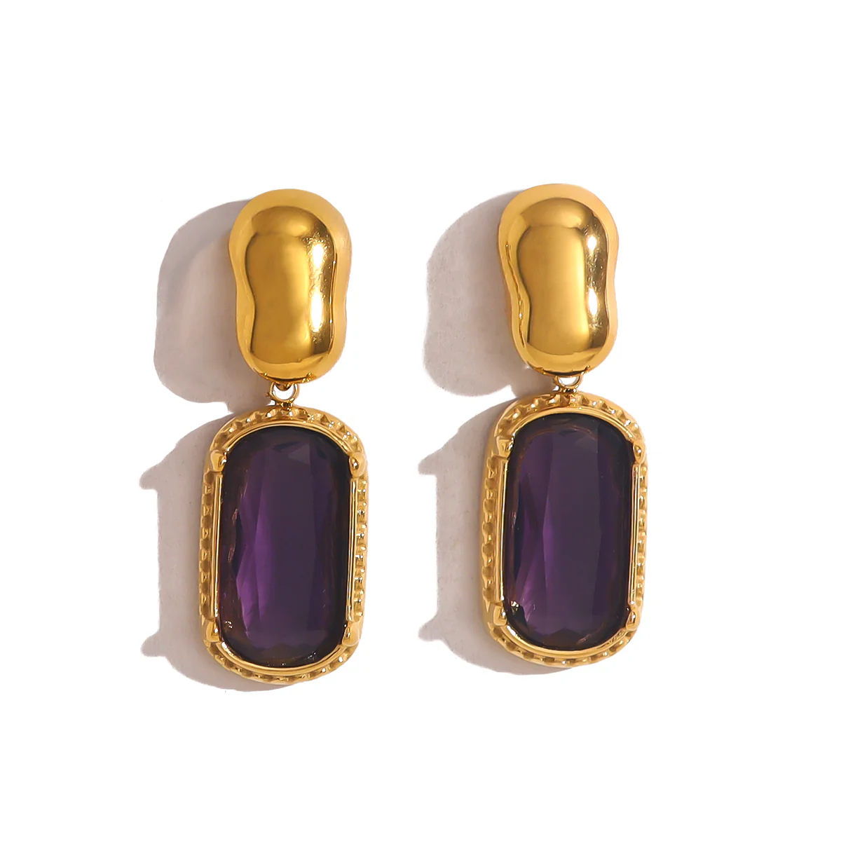 Matte Blush Gem Drop Earrings - Image 5