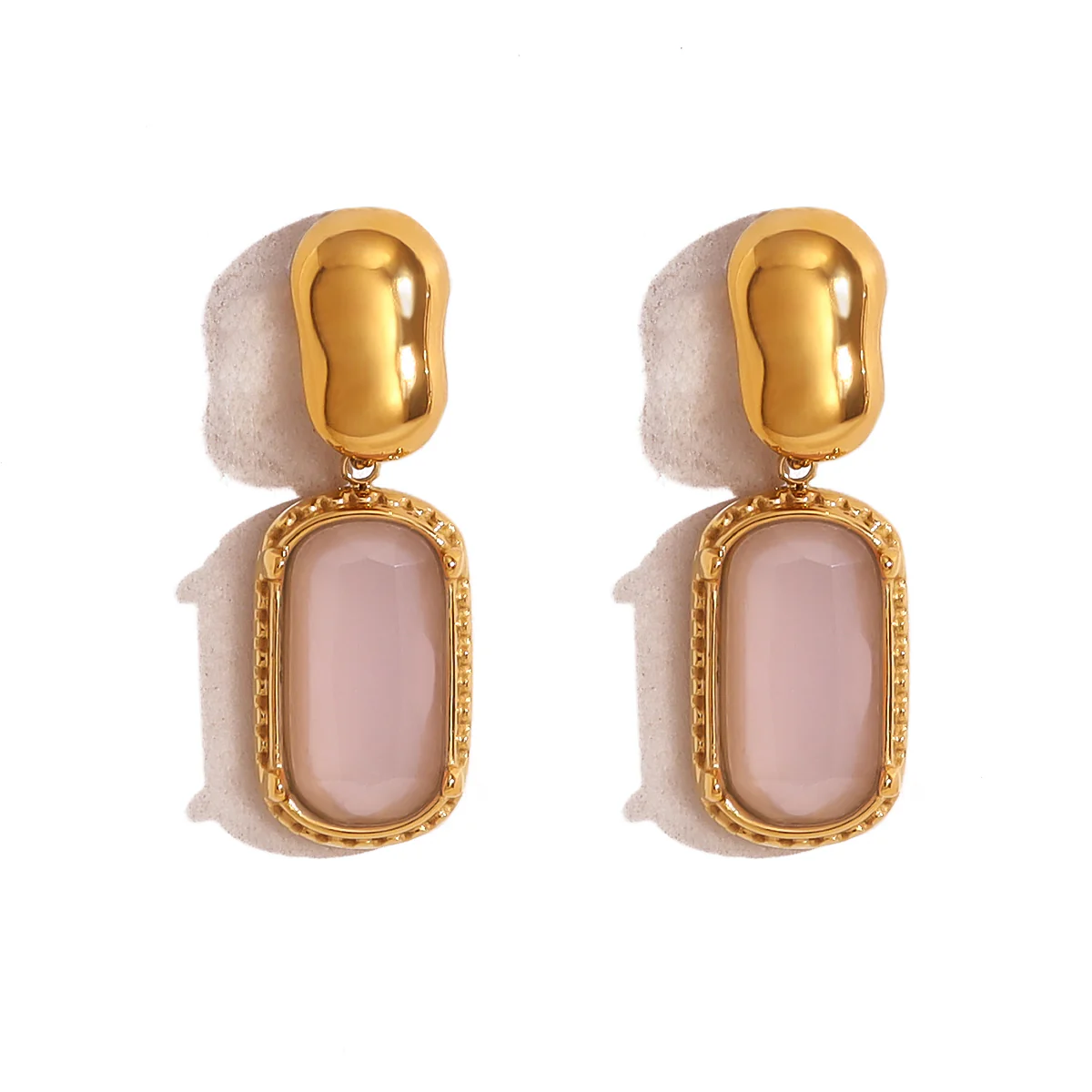 Matte Blush Gem Drop Earrings - Image 6