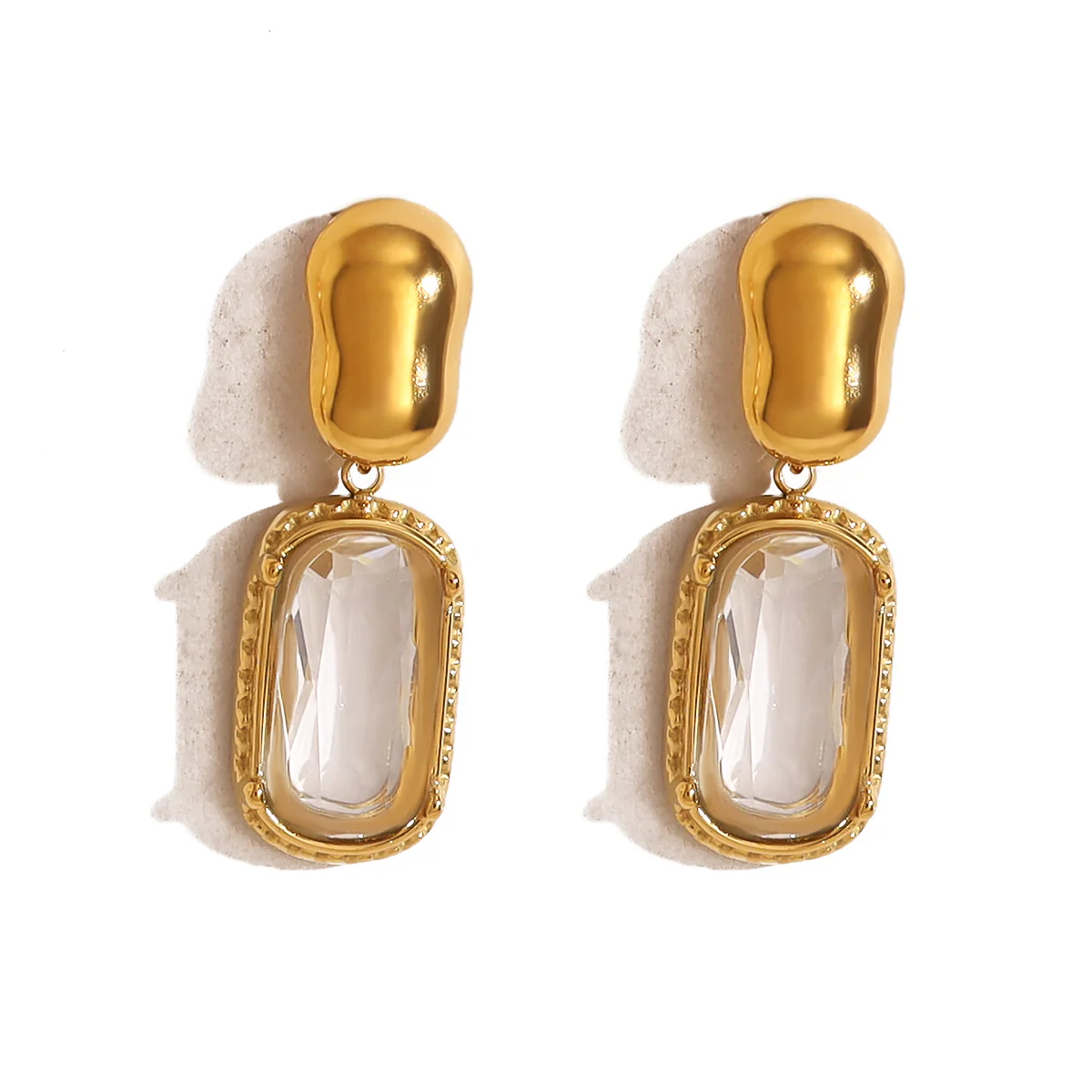 Matte Blush Gem Drop Earrings - Image 7