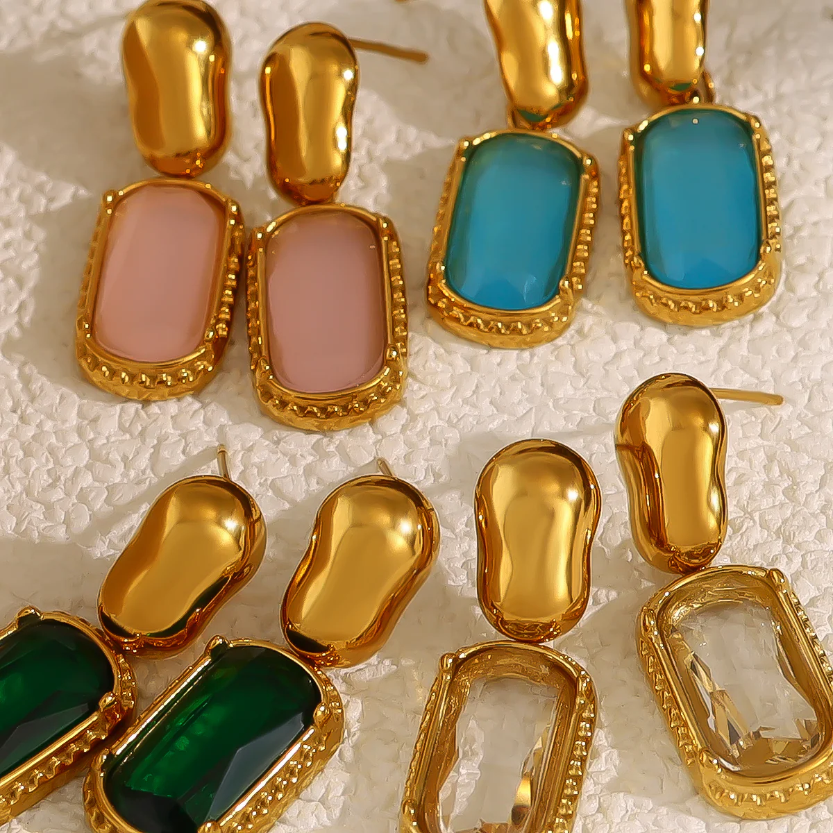 Matte Blush Gem Drop Earrings - Image 8