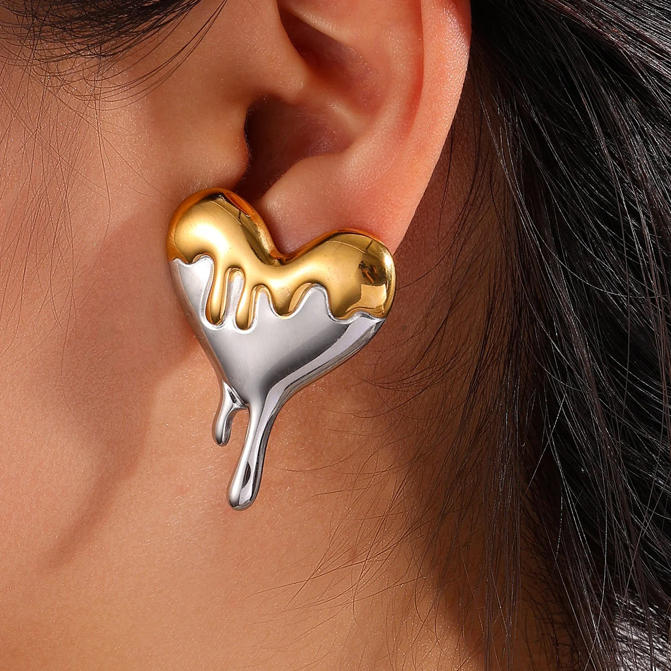 Melted Heart Statement Earrings - Image 2