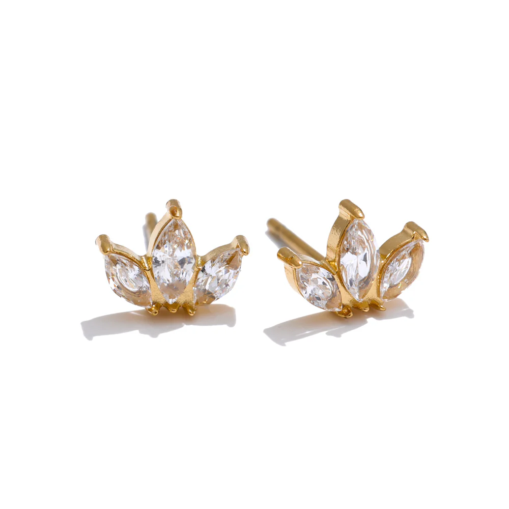 Mini Crown Crystal Stud Earrings - Image 2