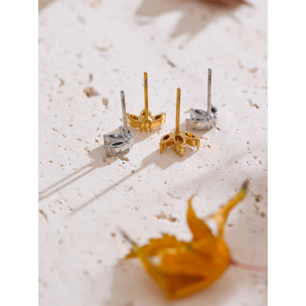 Mini Crown Crystal Stud Earrings - Image 4