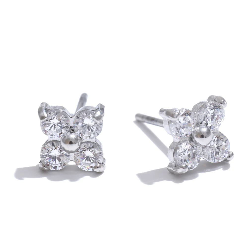 Mini Crystal Flower Stud Earrings - Image 3
