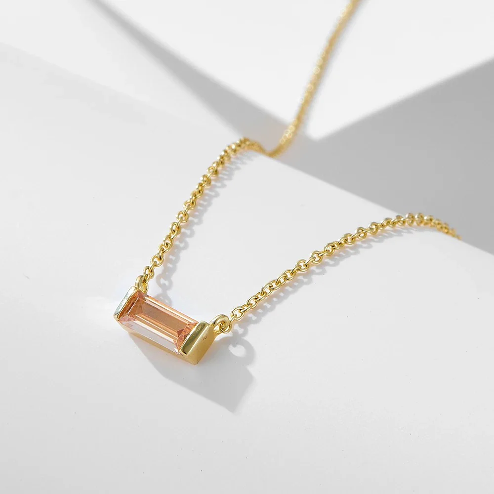 Minimal Baguette Square Birthstone Necklace - Image 17