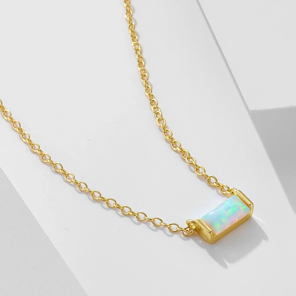 Minimal Baguette Square Birthstone Necklace - Image 6